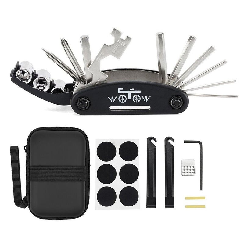 WOTOW Bike Repair Tool Kit - 16 in 1 Bicycle Multitool Portable Mountain Bike Tool Cycling Maintenance, Bike Hex Key Wrench & Bike Tube Patch Kit & Tire Lever & Hard Carrying Case (16 in 1) - Image 1